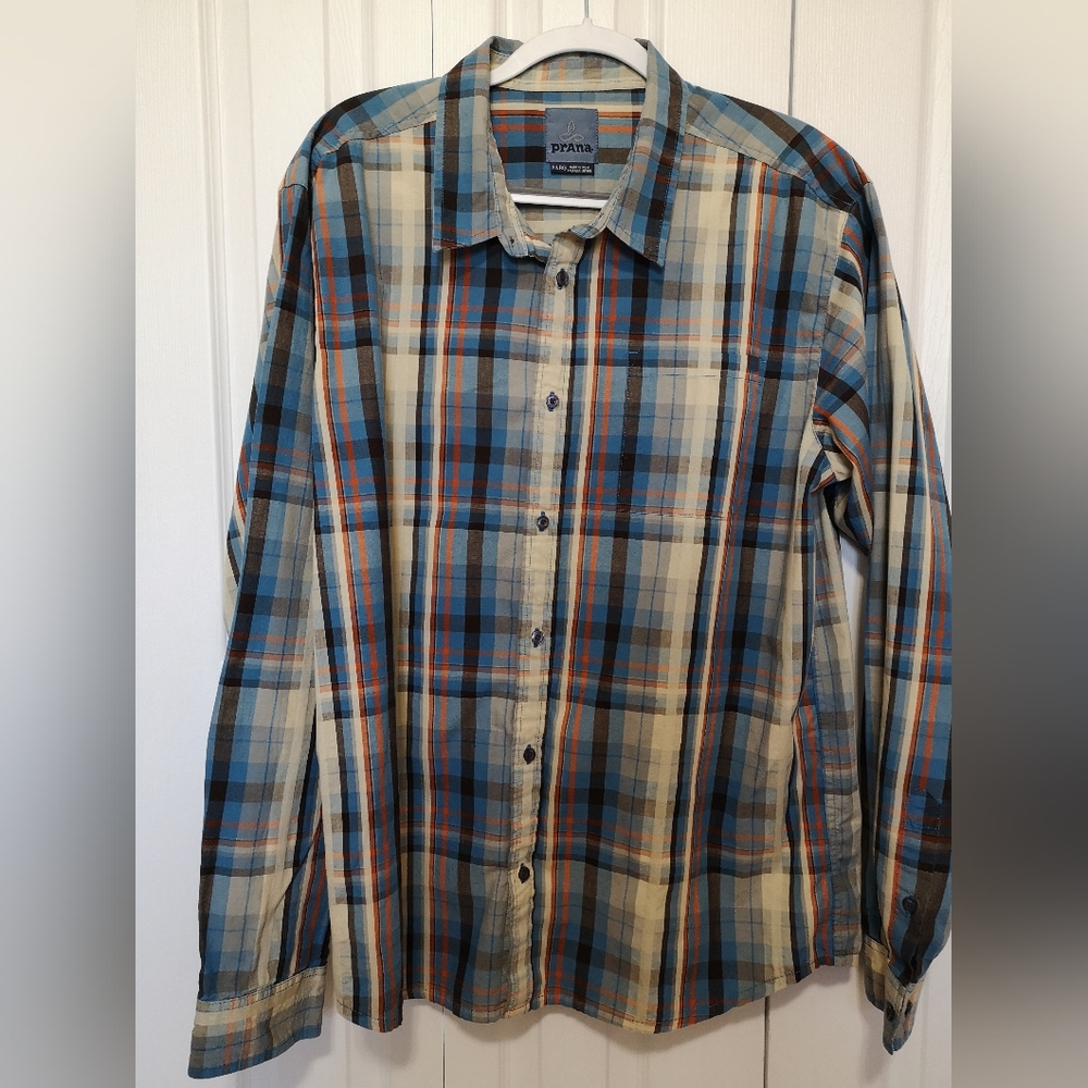 Prana Multicolor Plaid Long Sleeve Shirt Size XL